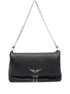 Zadig & Voltaire Wings-logo Chain-strap Shoulder Bag In Black