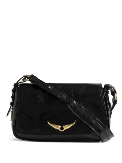 Zadig & Voltaire Wings Patent Cross Body Bag In Black