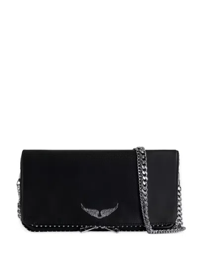 Zadig & Voltaire Wings Stud Shoulder Bag In Black