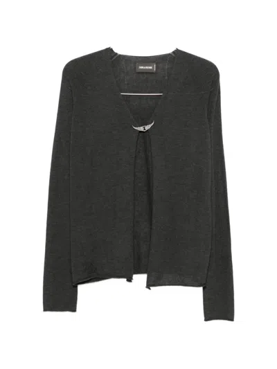 Zadig & Voltaire Wings-appliqué Cardigan In Gray