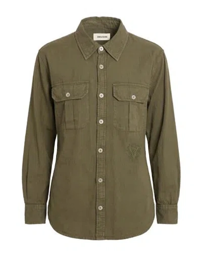 Zadig & Voltaire Woman Denim Shirt Military Green Size Xs Cotton