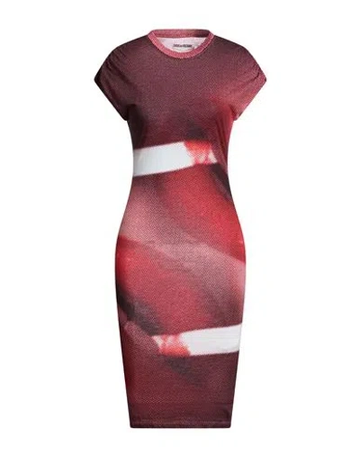 Zadig & Voltaire Woman Midi Dress Red Size L Cotton, Modal In Multi