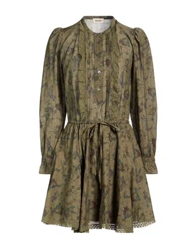 Zadig & Voltaire Woman Mini Dress Military Green Size L Cotton, Viscose In Multi