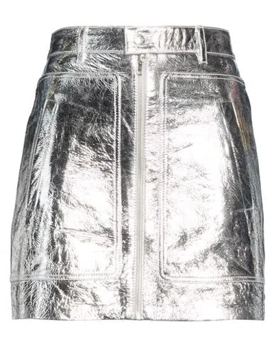 Zadig & Voltaire Woman Mini Skirt Silver Size 6 Goat Skin