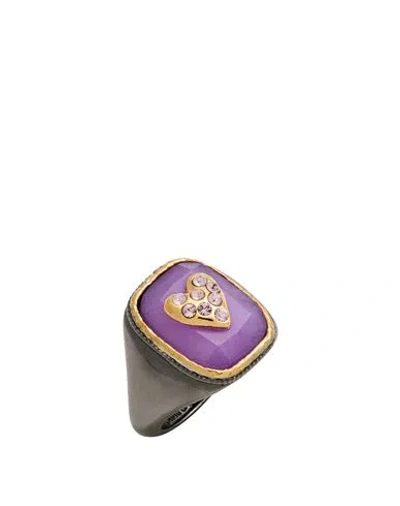Zadig & Voltaire Woman Ring Purple Size 5.25 Metal In Multi