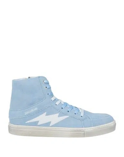 Zadig & Voltaire Woman Sneakers Sky Blue Size 9 Textile Fibers