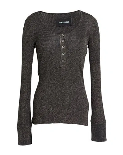 Zadig & Voltaire Woman Sweater Charcoal Size L Polyester, Metallic Polyester In Gray
