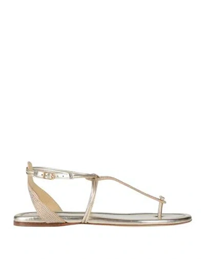 Zadig & Voltaire Woman Thong Sandal Platinum Size 11 Leather In Gold