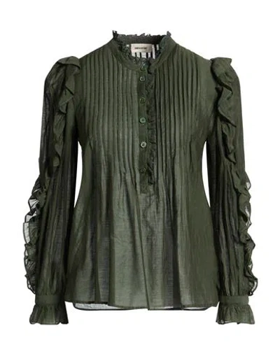 Zadig & Voltaire Woman Top Military Green Size L Cotton, Viscose