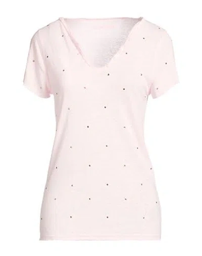 Zadig & Voltaire Woman T-shirt Light Pink Size Xs Linen, Modal, Lyocell
