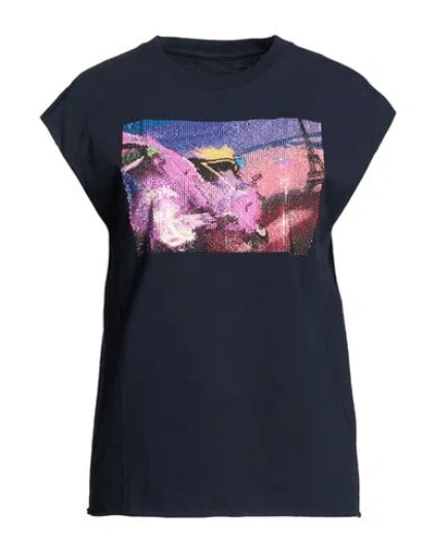 Zadig & Voltaire Woman T-shirt Midnight Blue Size M Cotton