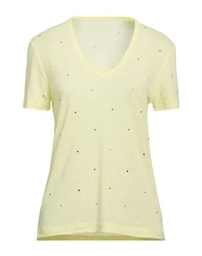 Zadig & Voltaire Woman T-shirt Yellow Size Xs Linen, Modacrylic, Lyocell In Multi