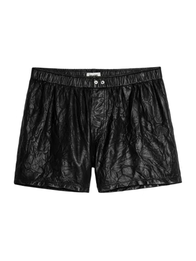 Zadig & Voltaire Women's Crinkled Leather Pax Shorts In Black