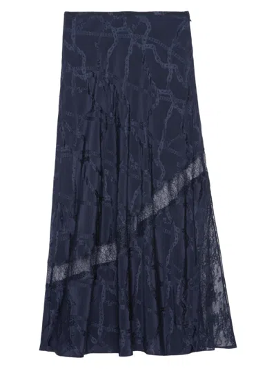 Zadig & Voltaire Women's Jaylal Chaines Lace-detail Midi-skirt In Blue