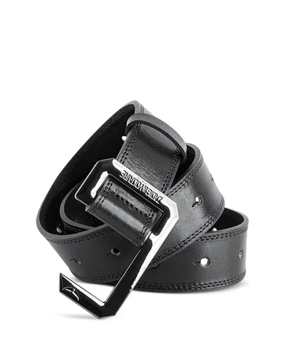 Zadig & Voltaire Zadig&voltaire Women's Noir La Cecilia Logo-engraved Leather Belt In Black