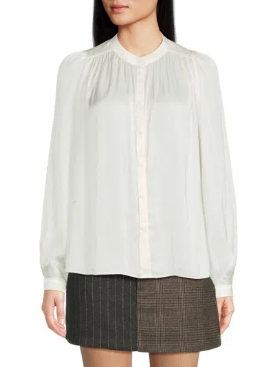Zadig & Voltaire Women's Puff Sleeve Band Collar Button Down Shirt In Judo