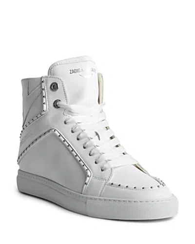 Zadig & Voltaire Women's Zv1747 High Flash Studded Trim High Top Sneakers In White