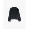 Zadig & Voltaire Womens Anthracite Freddie Single-breasted Faux-fur Coat Xs In Blue