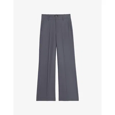 Zadig & Voltaire Womens Anthracite Panol Wide-leg Woven Trousers In Black