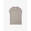 Zadig & Voltaire Womens Avoine Contrast-edge Relaxed-fit Sleeveless Wool And Cashmere-blend Jumper In Gray