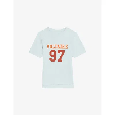 Zadig & Voltaire Womens Baby Blue Boo Rhinestone-embellished Cotton-jersey T-shirt Xs