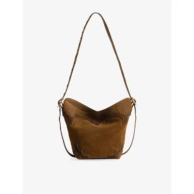 Zadig & Voltaire Womens Baby Jane Western Used Suede Shoulder Bag Cognac In Brown