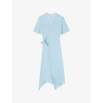 Zadig & Voltaire Womens Sky Reforme Wrap-front Woven Midi Dress In Blue