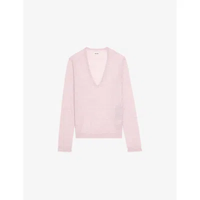 Zadig & Voltaire Womens Bebe Rivy Embroidered-wings Cashmere Jumper In Pink