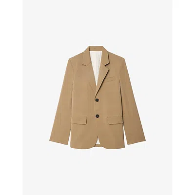 Zadig & Voltaire Womens Beige Vanille Regular-fit Stretch Cotton-blend Blazer In Brown