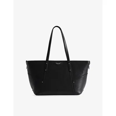 Zadig & Voltaire Womens Black Branded Leather Tote Bag