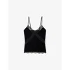 Zadig & Voltaire Womens Black Cishi Lace-embroidered Velvet Cami Top In Black