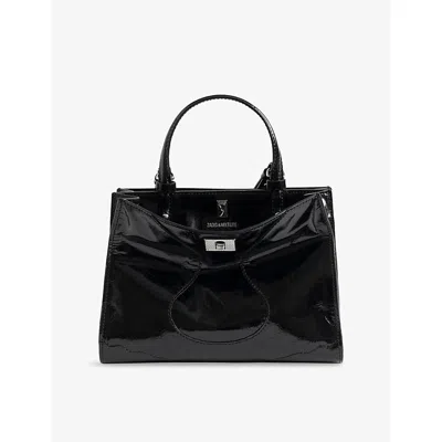 Zadig & Voltaire Womens Black Jack Branded Patent-leather Handbag