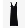 Zadig & Voltaire Womens Black Renzo V-neck Silk And Velvet-blend Midi Dress In Black