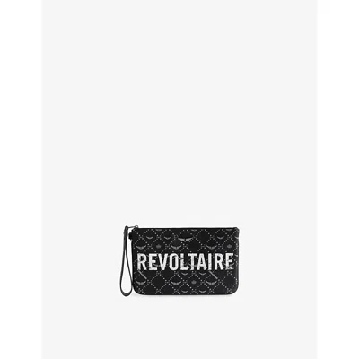 Zadig & Voltaire Womens Black Revoltaire Z Monogram Faux-leather Pouch