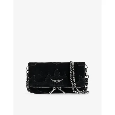 Zadig & Voltaire Womens Black Rock Nano Mini Suede Western Clutch Bag In Red