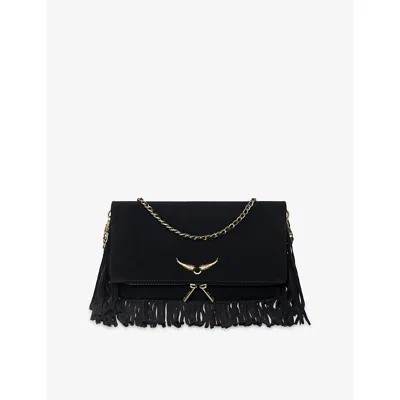 Zadig & Voltaire Womens Black Rock Suede Shoulder Bag