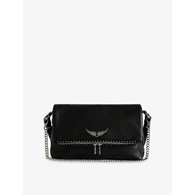 Zadig & Voltaire Womens Black Rocky Ii Grained Leather Shoulder Bag