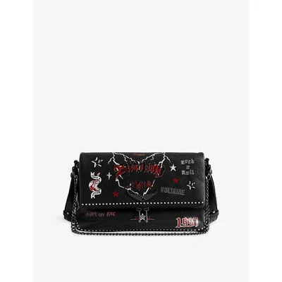 Zadig & Voltaire Womens Black Rocky Ii Printed Leather Cross-body Bag
