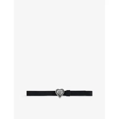 Zadig & Voltaire Womens Black Santa Fe Crush Suede Belt