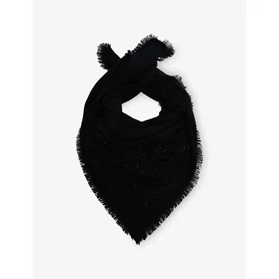 Zadig & Voltaire Womens Stevie Strass Western Cashmere Scarf Black
