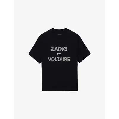 Zadig & Voltaire Womens Black Tedda Rhinestone-embellished Cotton-jersey T-shirt