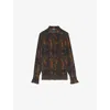 Zadig & Voltaire Womens Thely Animal-print Silk Shirt Black In Brown