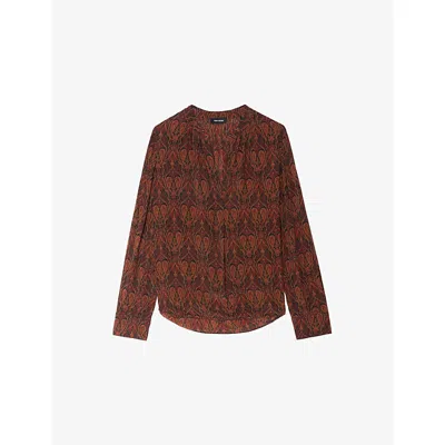ZADIG & VOLTAIRE WOMENS BLACK TINK PAISLEY-PRINT LONG-SLEEVED SATIN BLOUSE