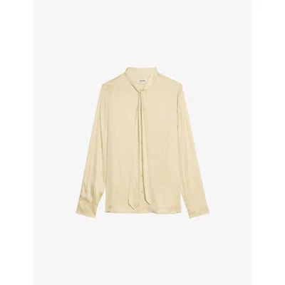 Zadig & Voltaire Womens Blond Tulba Tie-neck Satin Shirt In Neutral