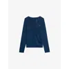 Zadig & Voltaire Womens Blueberry Tuni Henley-collar Rhinestone-embellished Cotton T-shirt