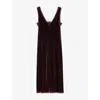 Zadig & Voltaire Womens Burgundy Renzo V-neck Silk And Velvet-blend Midi Dress Xs