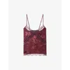 Zadig & Voltaire Womens Burgundy Cishi Lace-trim Silk Camisole In Multi