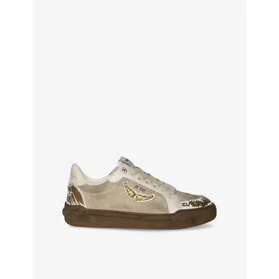 Zadig & Voltaire Womens Fly Wings Leather Low-top Trainers Clay Eur 39 / 6 Uk