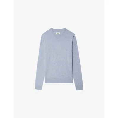 Zadig & Voltaire Womens Cloud Heart Patch Wool And Cashmere-blend Jumper In Blue