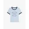Zadig & Voltaire Womens Cloud Rhinestone-embellished Short-sleeve Cotton T-shirt Xs In Blue